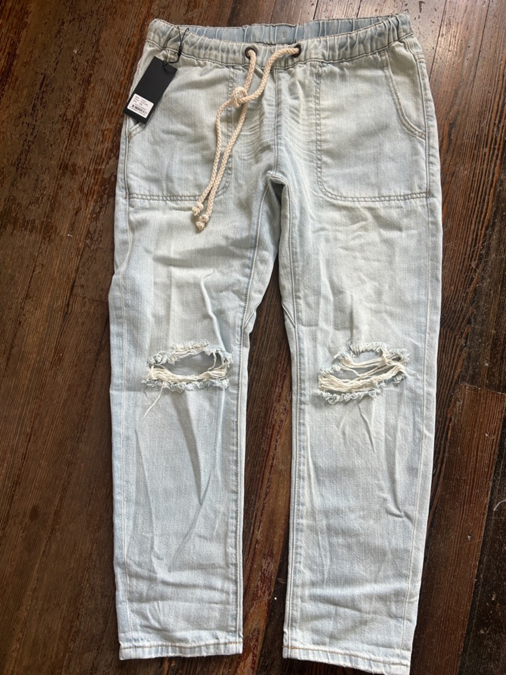 One Teaspoon Light Blue Slim Straight Distressed Jeans